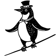 funny cartoon penguin with hat