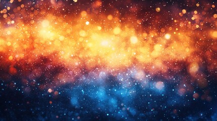 Obraz premium Vibrant Golden and Blue Bokeh Light Abstract Background with Glitter Effect for Celebrations Festive Events and Creative Design Projects