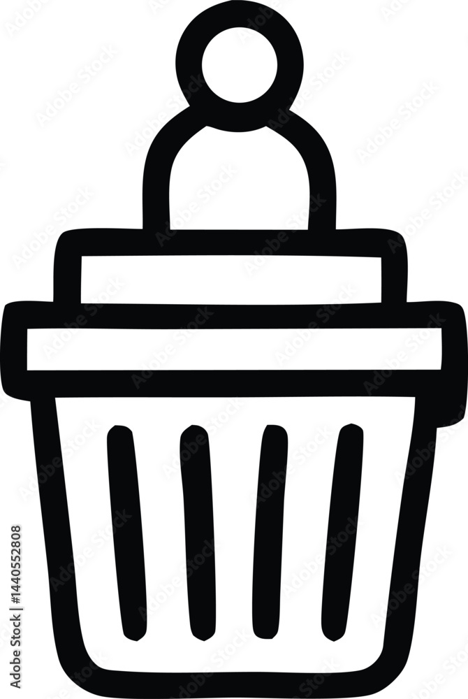 Poster trash can vector icon, a simple black silhouette design symbol for business or computer use
