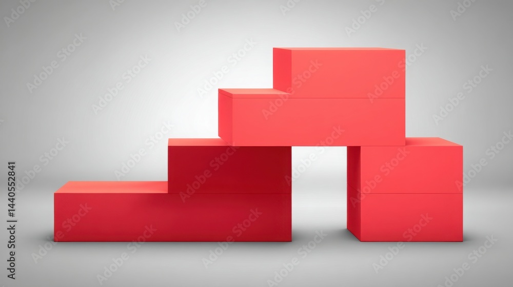 Poster a group of red cubes forming a solid structure symbolizing a -and-go setup in financial markets for 