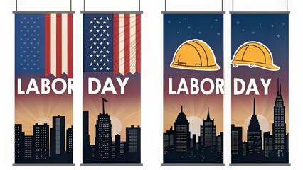 Three Silhouette Banners City Skylines
