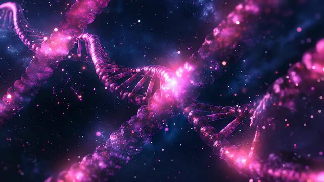 DNA double helix genetic material. Gene sequencing abstract design. Floating in space background, 
science, abstract, biology, biotechnology, molecular, health, genetic