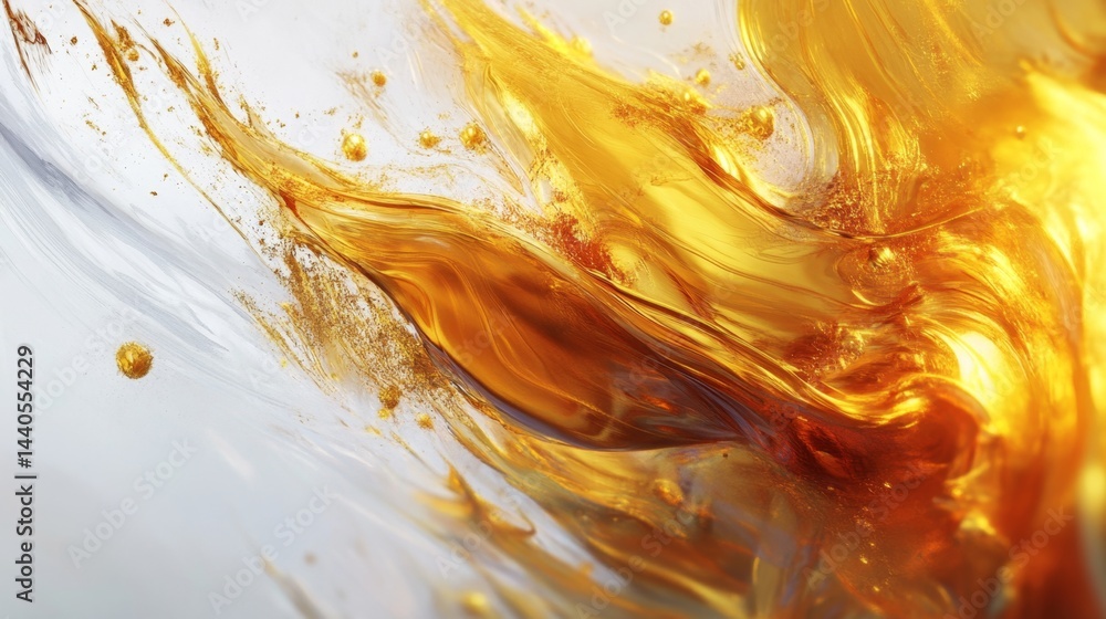 Poster dynamic golden fluidity in motion abstract art digital creation vibrant environment close-up view vi