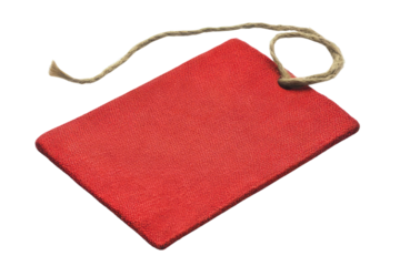 Blank red price tag with string isolated on white background PNG