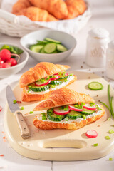 Healthy and homemade french croissant for vegetarian breakfast.