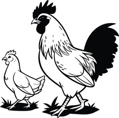 rooster and chicken