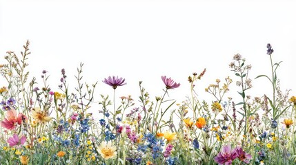 Round panels featuring wildflower meadows on white background.