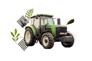 agricultural green tractor isolated on white background. PNG