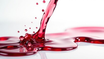Rich red wine poured against pristine white backdrop, drink photography, white