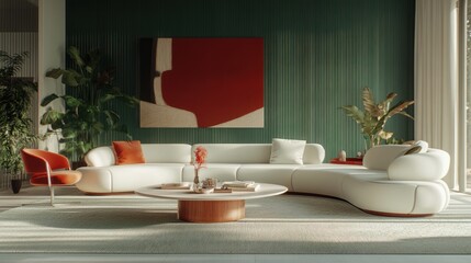 Modern curved sofa in luxury living room (1)