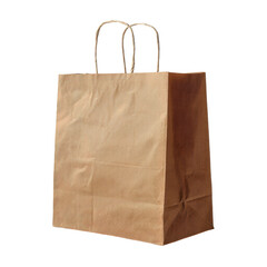 Brown paper carry bag isolated on transparent png background