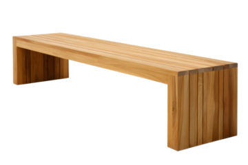 Wooden modern bench isolated on transparent png background