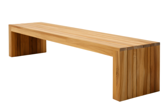 Wooden modern bench isolated on transparent png background