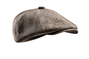 Newsboy hat, tweed look isolated on transparent png background