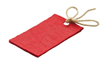 Blank red price tag with string isolated on white background PNG