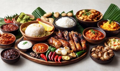Delicious Array of Traditional Asian Dishes on a Serving Platter