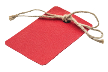 Blank red price tag with string isolated on white background PNG