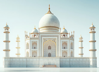 Obraz premium image of the iconic Taj Mahal isolated on a pure white background showcasing architectural beauty, symmetry, and intricate marble details