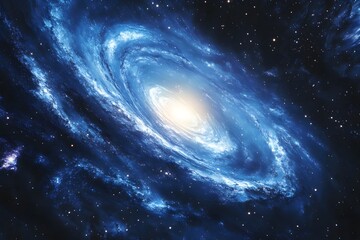 Obraz premium Bright spiral galaxy in deep space with glowing center