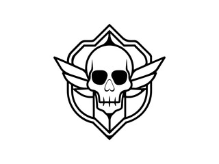 Winged Skull Logo Vector - Gothic Tattoo Design, Biker Emblem, Grunge Skull Art.