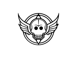 Winged Skull Logo Vector - Gothic Tattoo Design, Biker Emblem, Grunge Skull Art.
