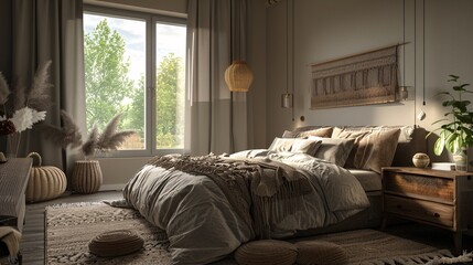bedroom with bed and pillows
