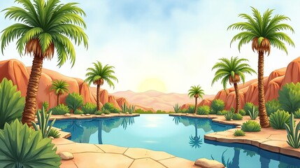 Fototapeta premium Verdant Escape: A Respite from the Arid Wasteland