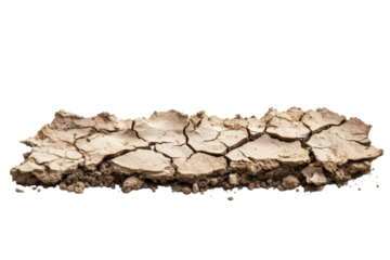 Dried Cracked Earth - A Visual Representation of Drought . White background PNG