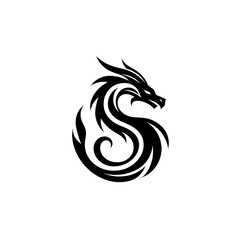 Abstract Black and White Vector Dragon Artwork