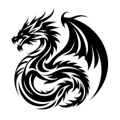 Abstract Black and White Vector Dragon Artwork