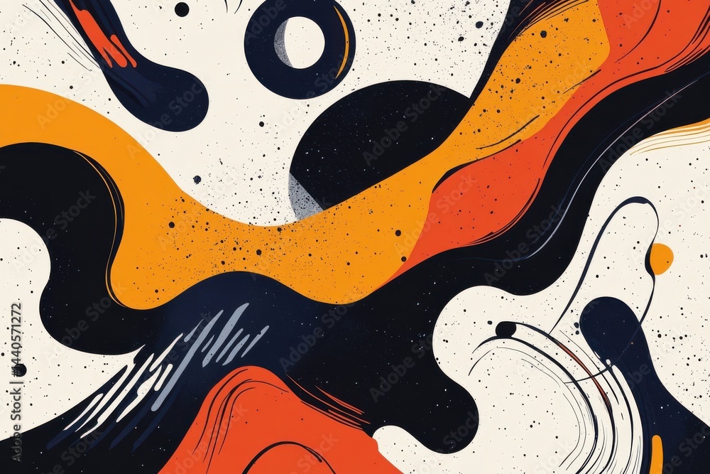 Poster spiraling forms and dynamic curves in contemporary art visuals for modern design lovers and innovati
