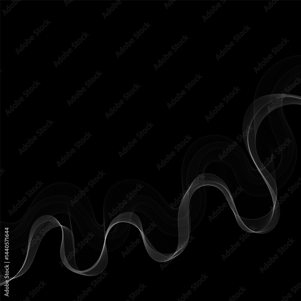 Poster smoky abstract wave on a black background. vector design element. eps 10