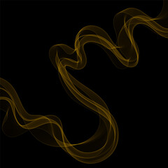 Fototapeta premium Gold Smoky abstract wave on a black background. Vector design element. If Template for advertisement, banner, brochure, screen saver. Eps 10
