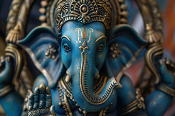 Bright holiday composition for happy Ganesh Chaturthi, abstract vivid composition consists of fictional unreal fantastic vision on background