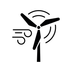 Wind turbines black flat icon.