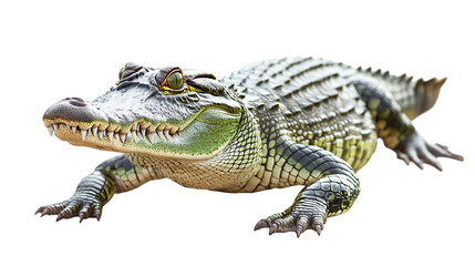 Naklejka premium Fierce Crocodile Isolated on White Background - Detailed and Realistic Reptile Image for Design Projects