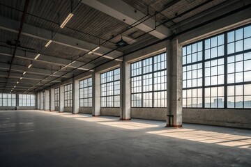 Vast Empty Industrial Space with Large Windows