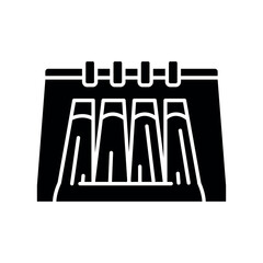 Hydroelectric power plant black flat icon.