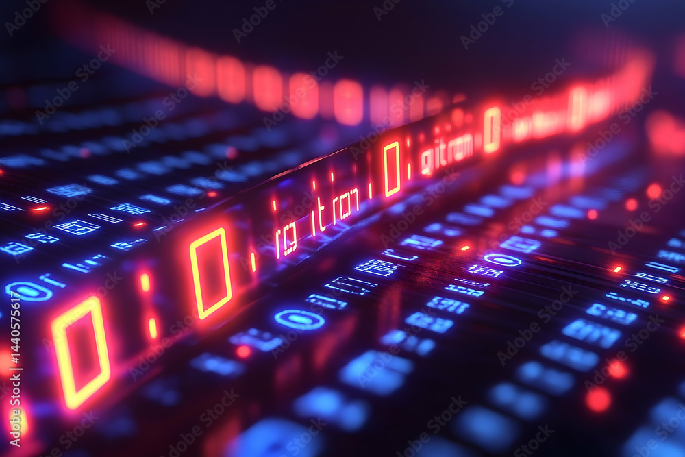 Poster glowing binary code pattern