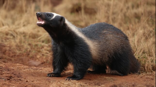 Honey Badger Vocalizing in Red Earth Savanna