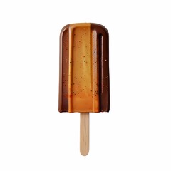 Delicious chocolate and caramel popsicle on a stick with a creamy texture, perfect for summer enjoyment and refreshing treats