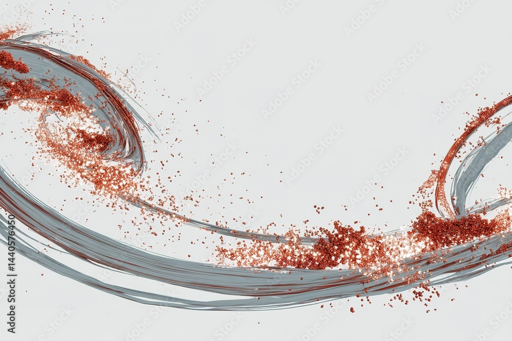 Poster swirling patterns of color and texture create an abstract design in a dynamic composition