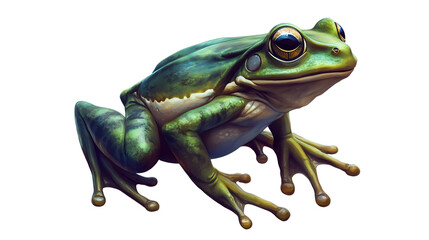 Vibrant Green Frog on White Background for Graphic Design Projects
