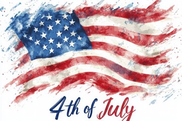 Fourth of july american flag patriotic watercolor background independence day celebration design art