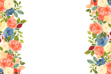 Watercolor flowers background vector for design.