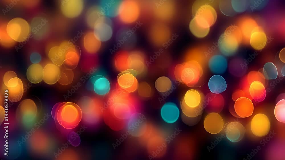Poster bokeh circles shining brightly in a colorful blur background