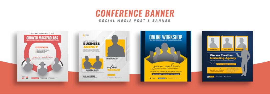 Digital Marketing Webinar | Virtual Conference Banner | Online Business Training | Social Media Post Design | Corporate Live Seminar | Coaching Promotion Template - Powered by Adobe