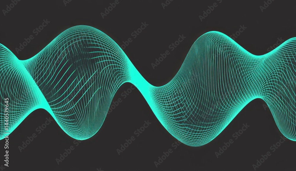 Poster teal abstract wave pattern on dark background