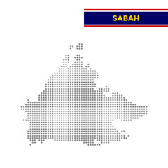 Dotted map of Sabah State in Malaysia