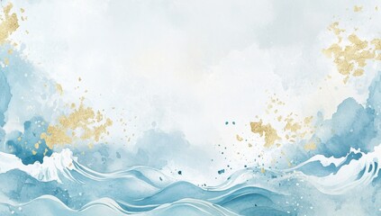 Delicate blue waves with gold accents